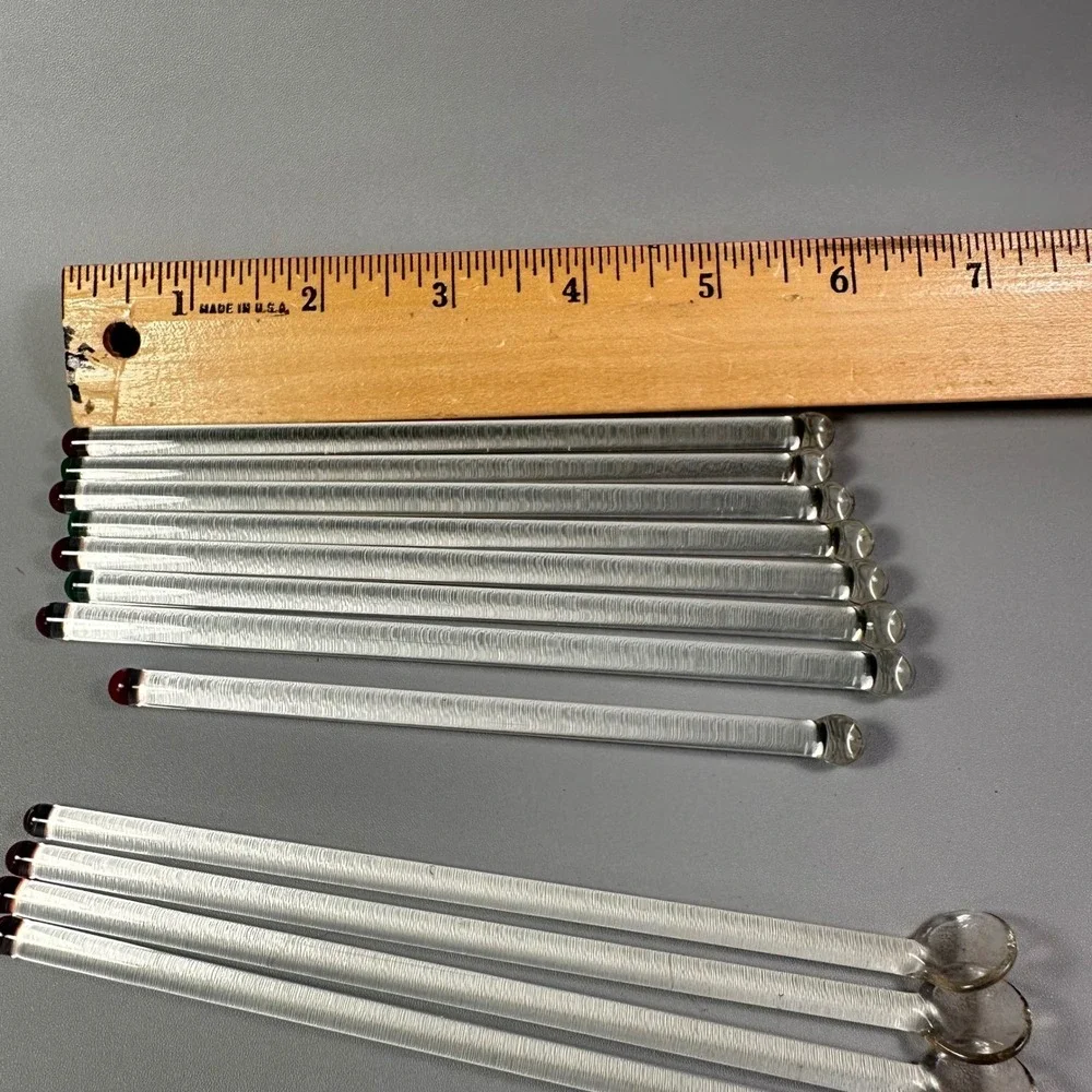 Vintage Clear Glass Swizzle Sticks & Cocktail Spoons‎ Lot Barware MCM 12 Pc